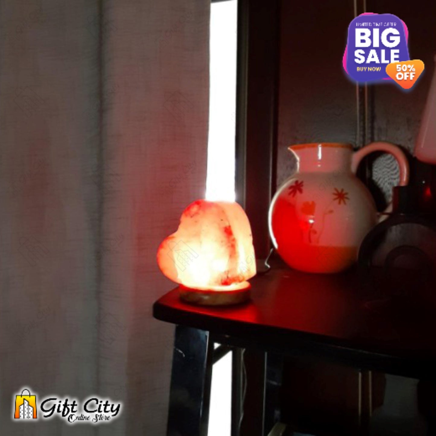 Heart Shape 7 Color Changing Crafted Salt Lamp