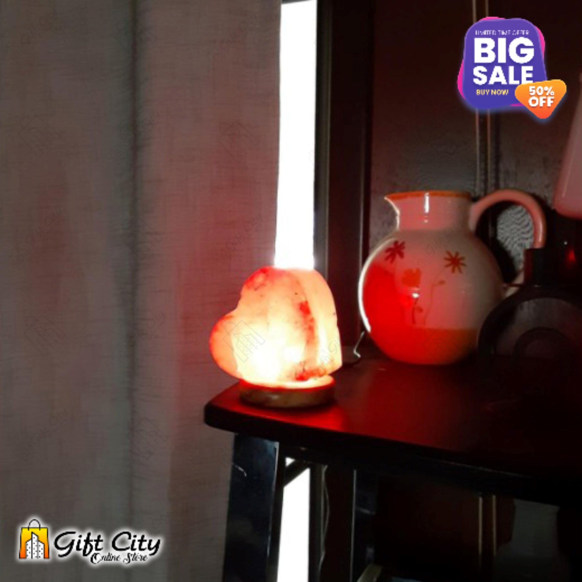 Heart Shape 7 Color Changing Crafted Salt Lamp