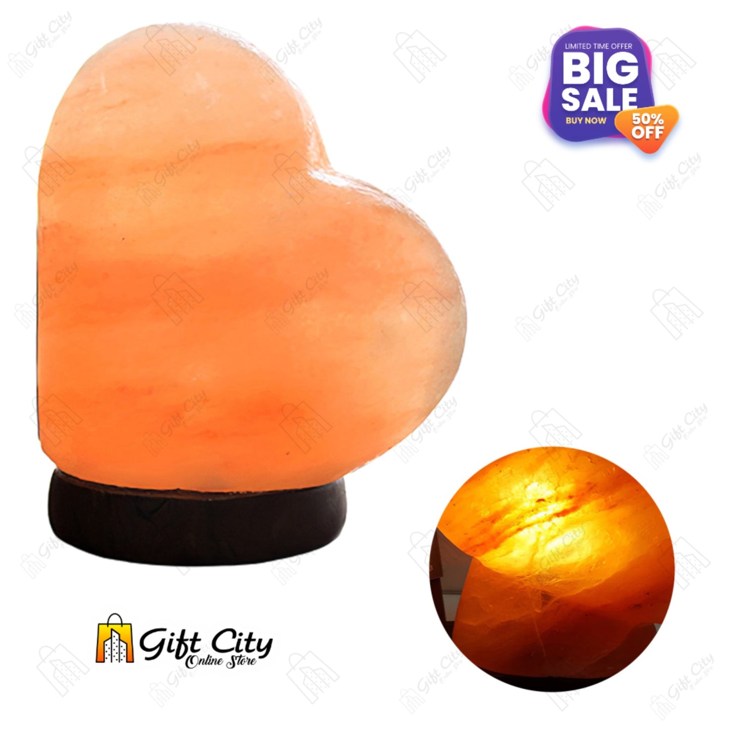 Heart Shape 7 Color Changing Crafted Salt Lamp