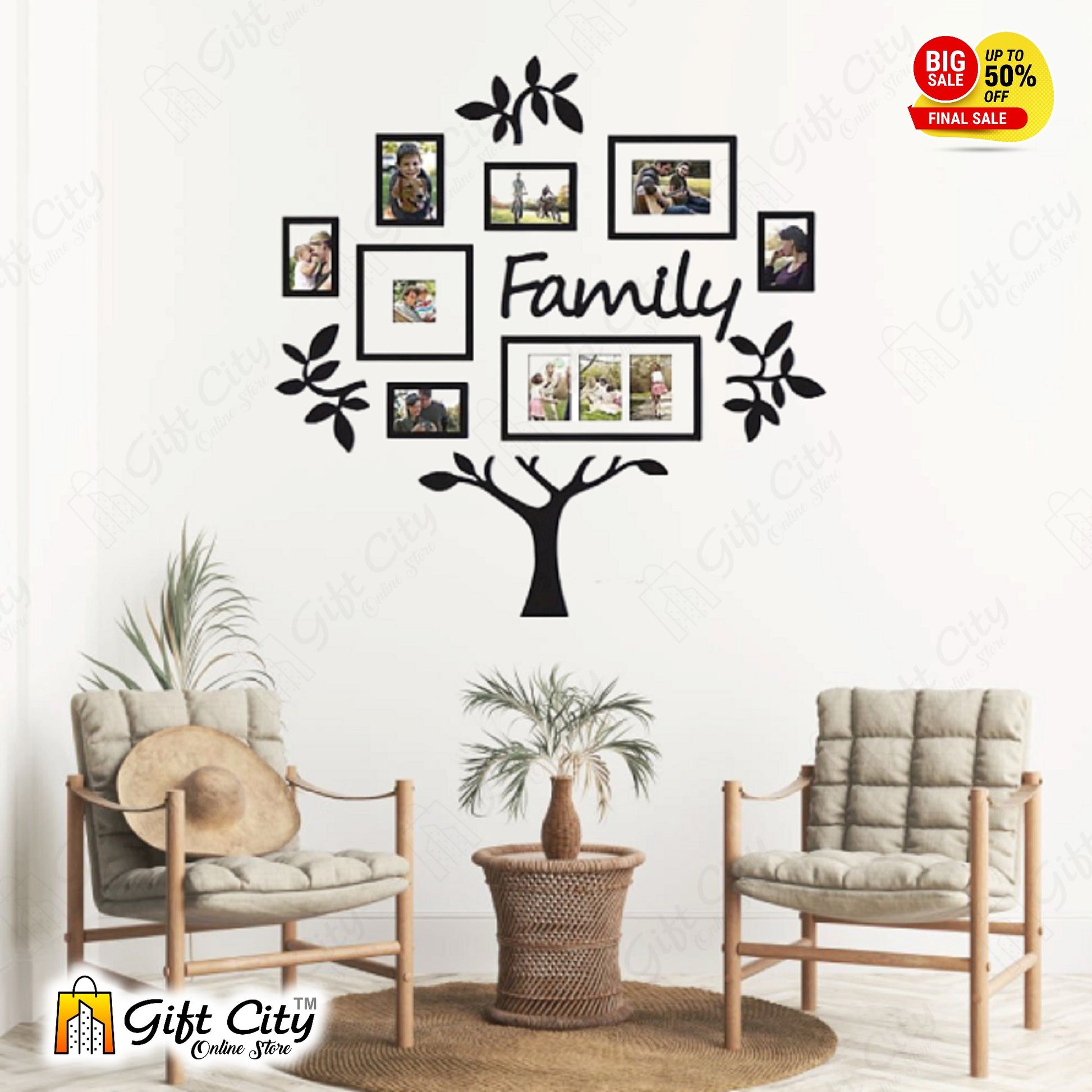 Family Tree With Photo Frame Modern Wall Art