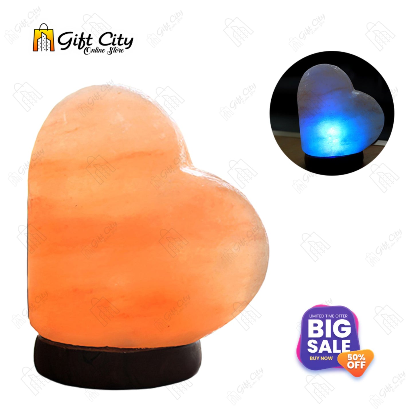 Heart Shape 7 Color Changing Crafted Salt Lamp