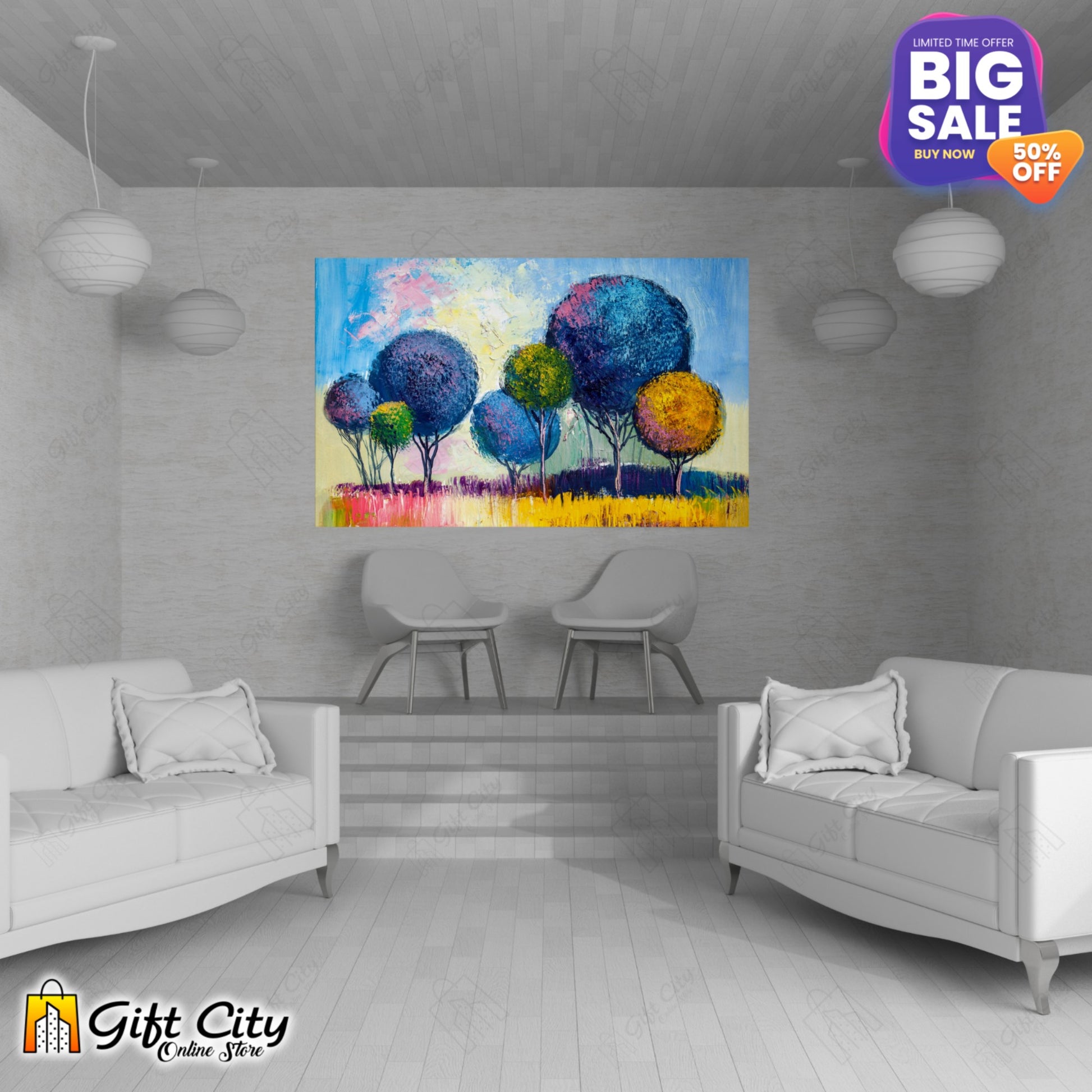 Rainbow Trees Painting