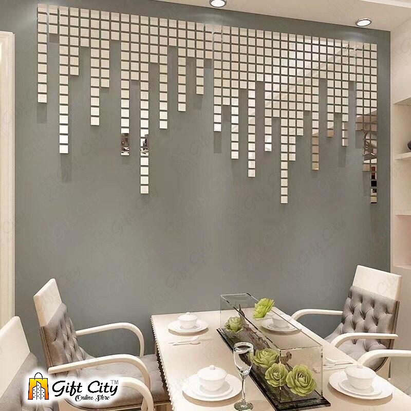 3D Square Acrylic Mirror Wall Art Stickers