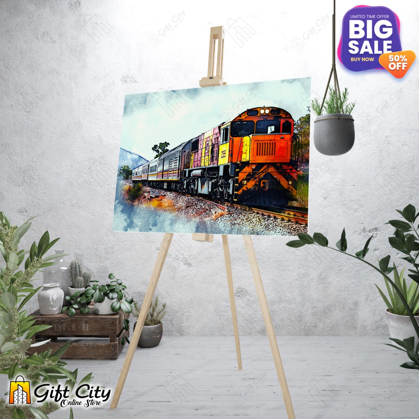 Train Art Canvas Painting