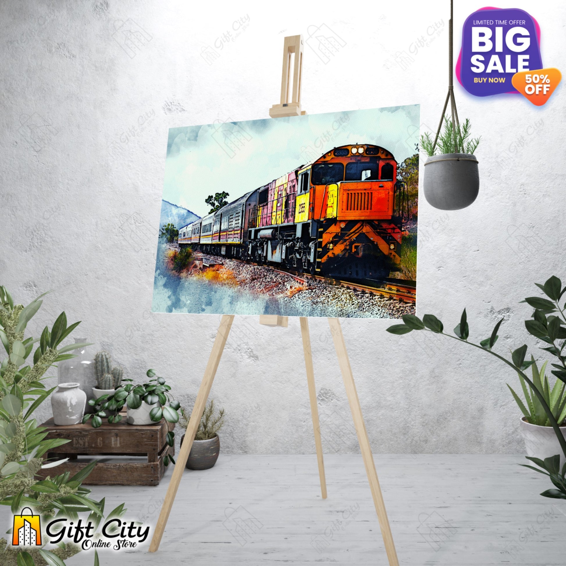 Train Art Canvas Painting