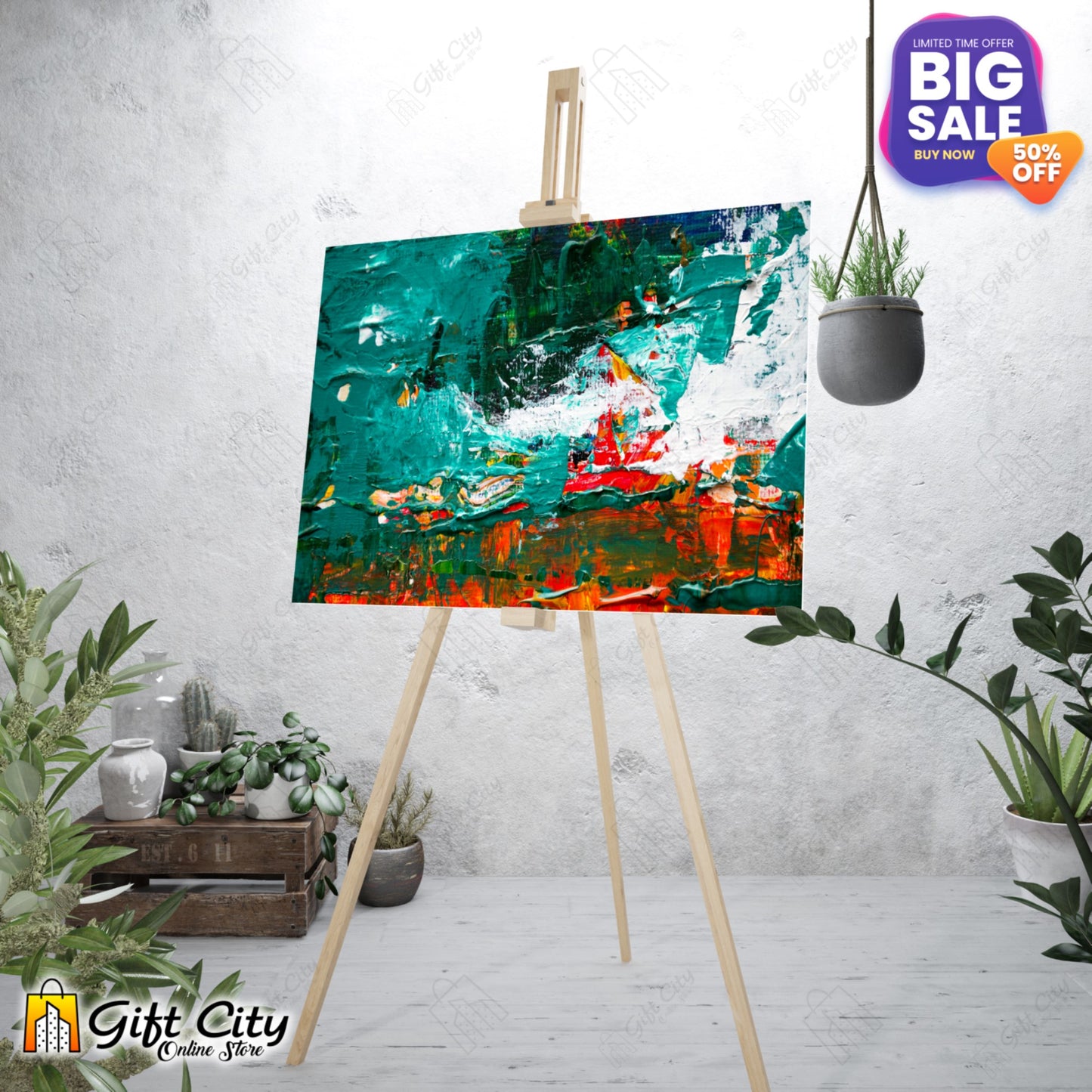 Multi Colored Abstract Art Canvas Painting