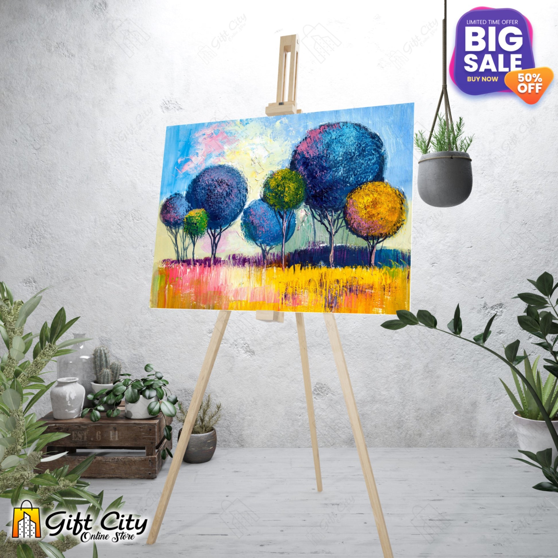 Rainbow Trees Painting