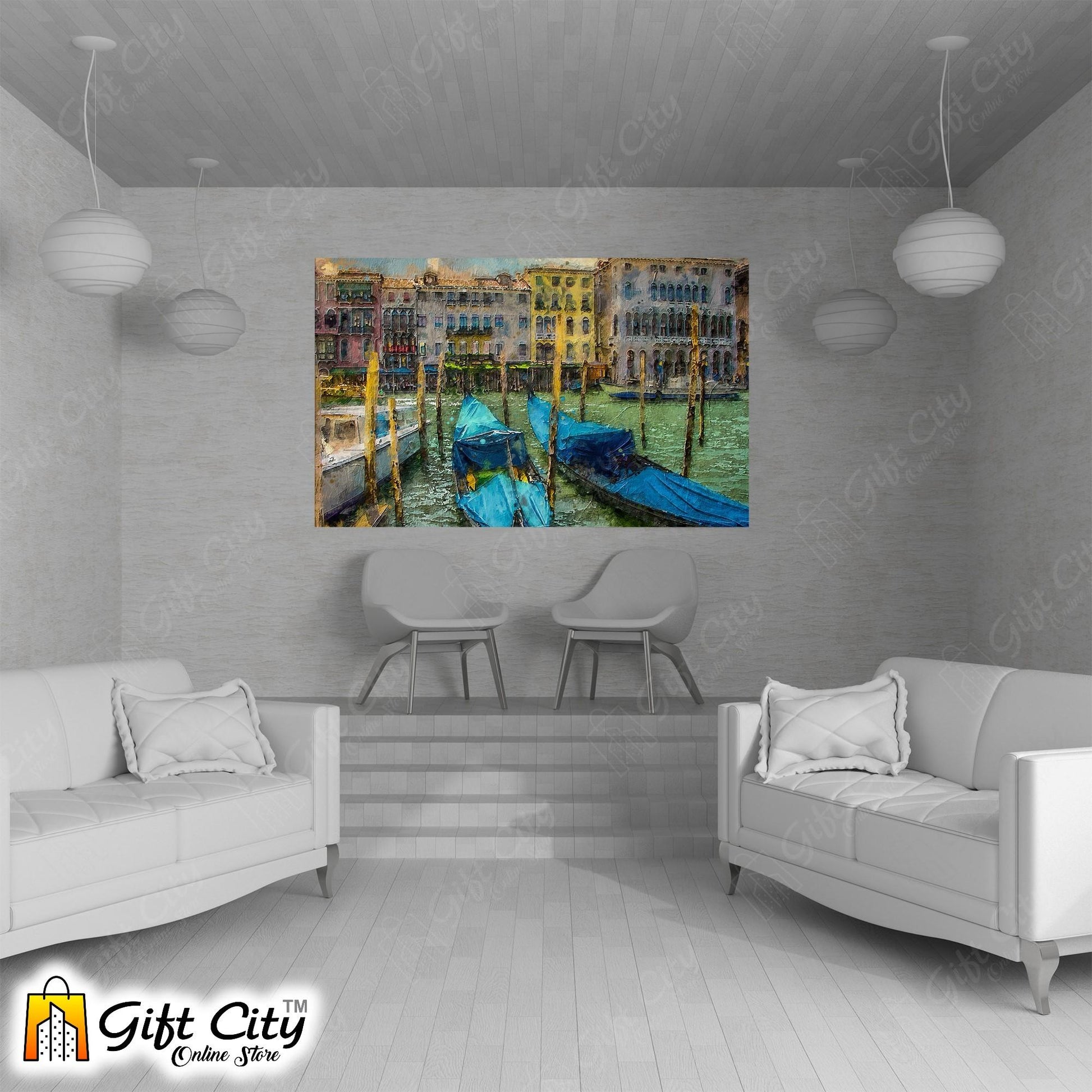 Lake View Art Canvas Painting Digital Art for Home Décor