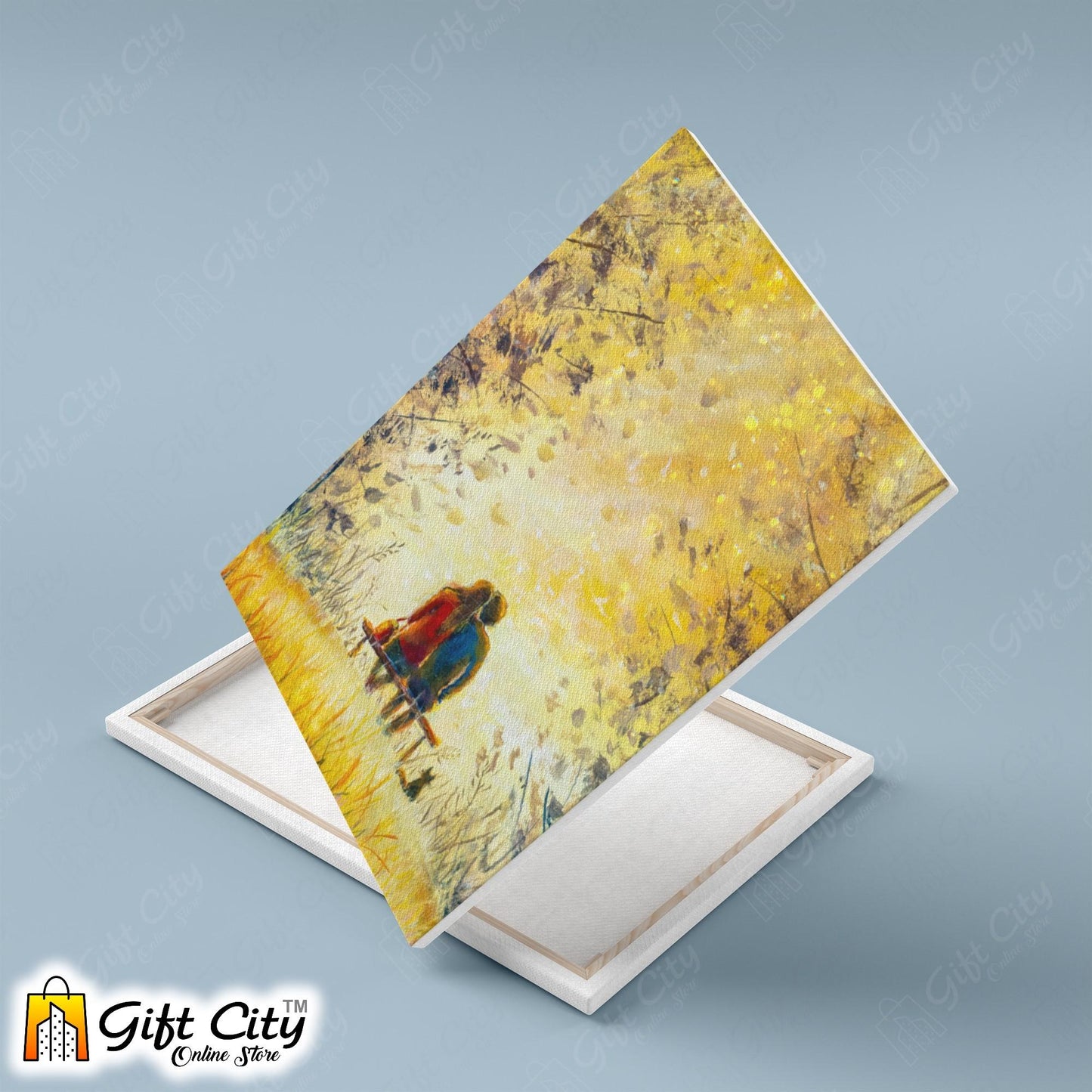 Couple In Park Palette Knife Art Canvas Painting