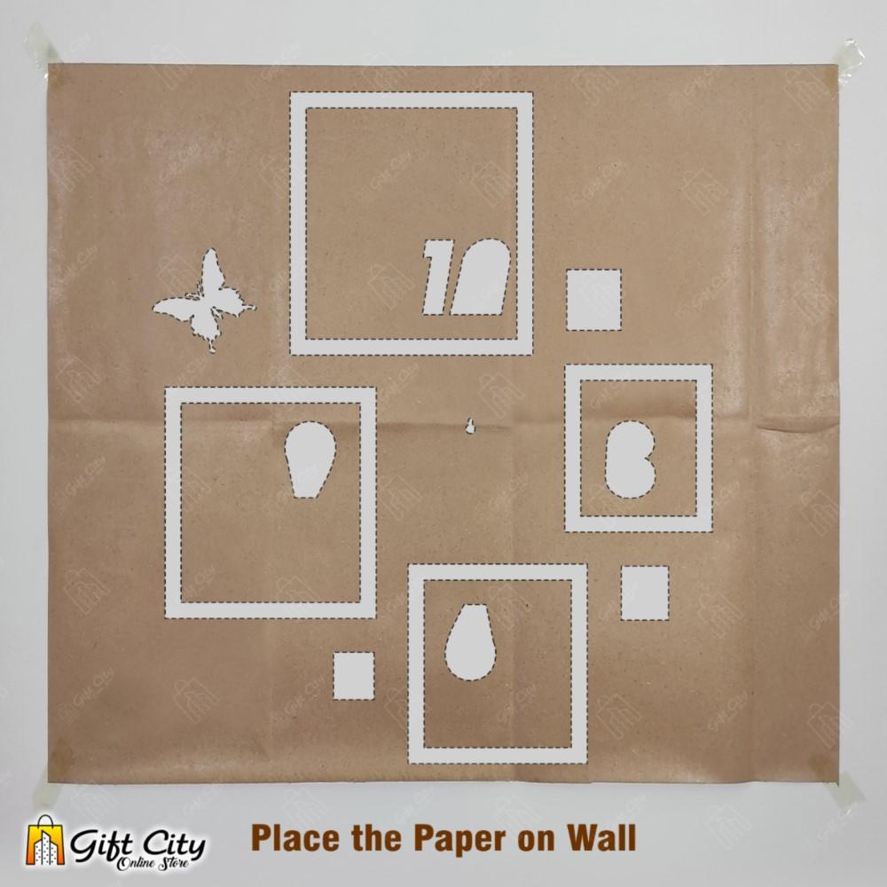 Squares with Butterflies Wooden Wall Clock