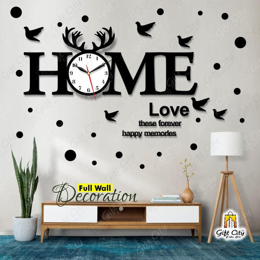Home Love with Birds Wooden Wall Clock