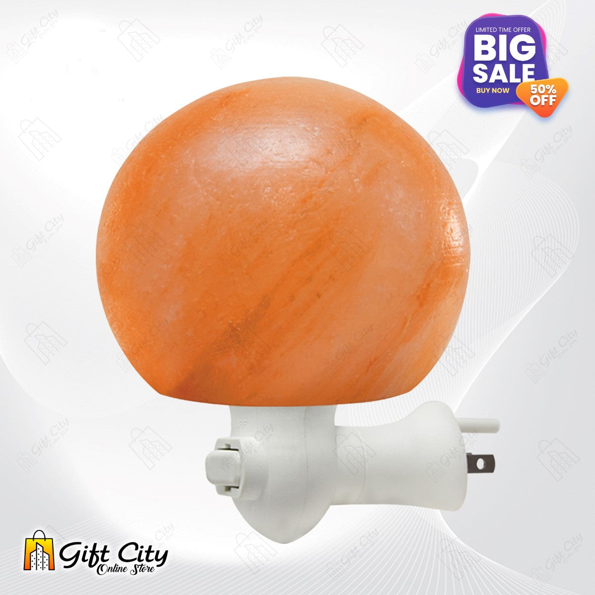 Air Purifying Ball Shape Crafted Himalayan Salt Night Light Lamp with Socket
