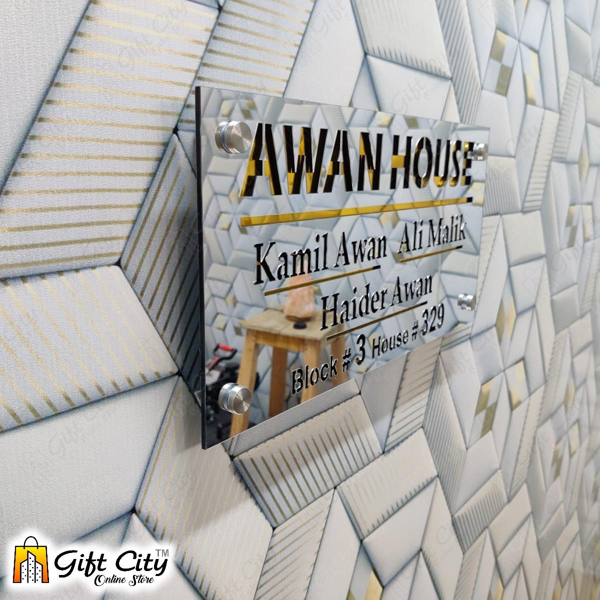 Customizable Acrylic House Name Plate for Home & Office