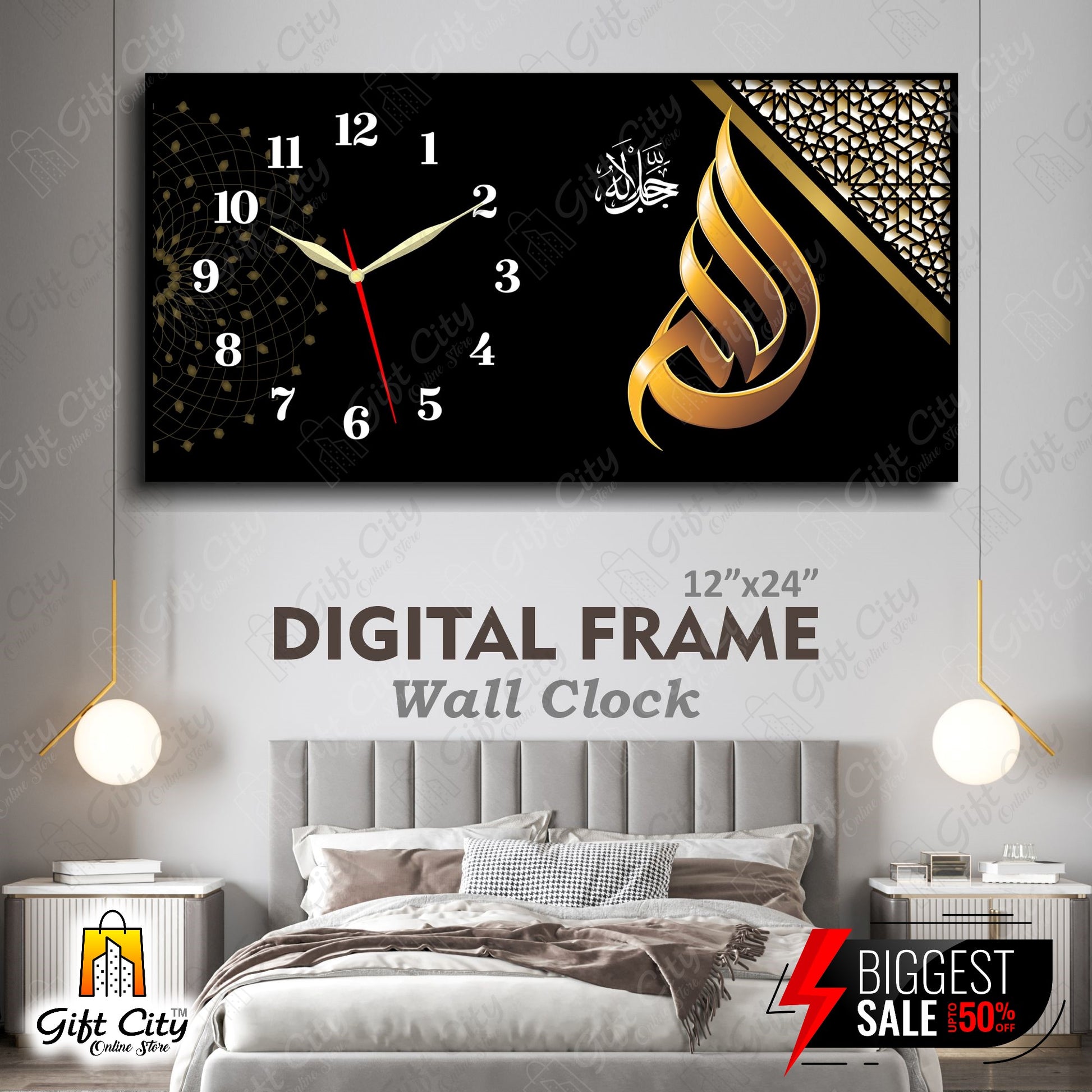 Calligraphy Frame Wall Clock Best for House and Office