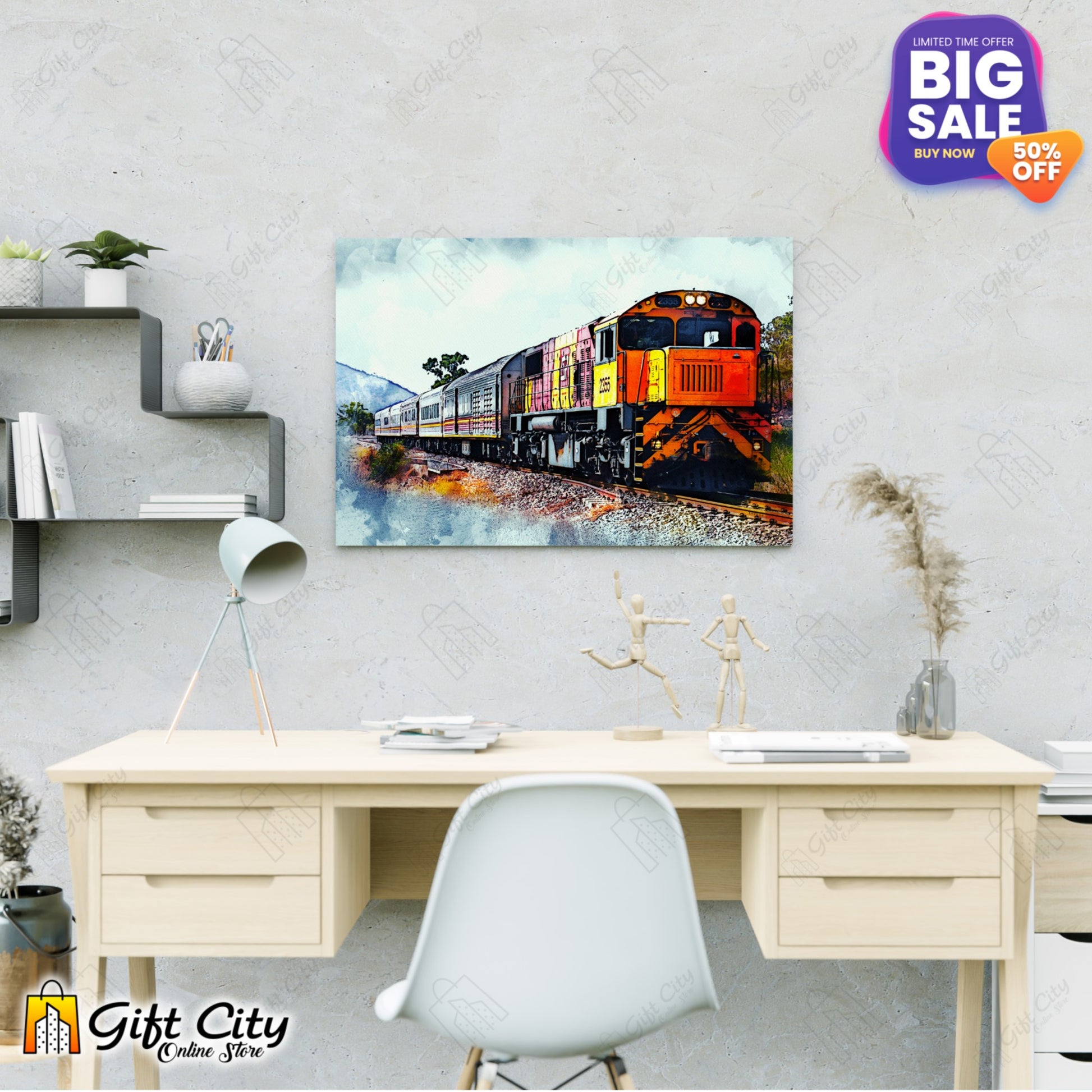 Train Art Canvas Painting