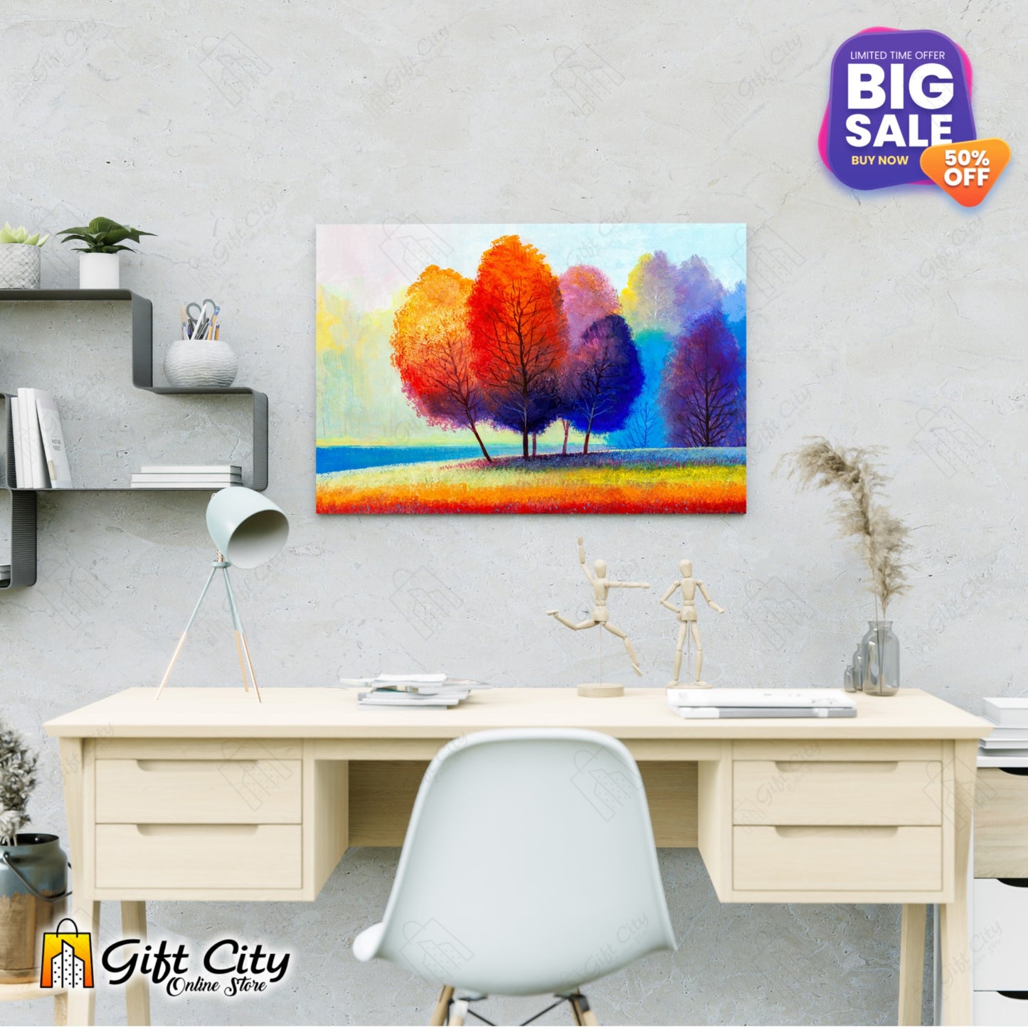 Summer illustration Abstract Art Canvas Painting Wall Hanging - Gift City