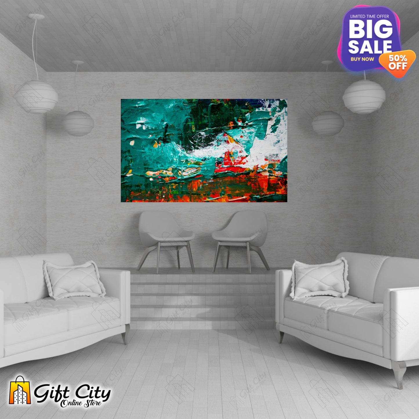 Multi Colored Abstract Art Canvas Painting