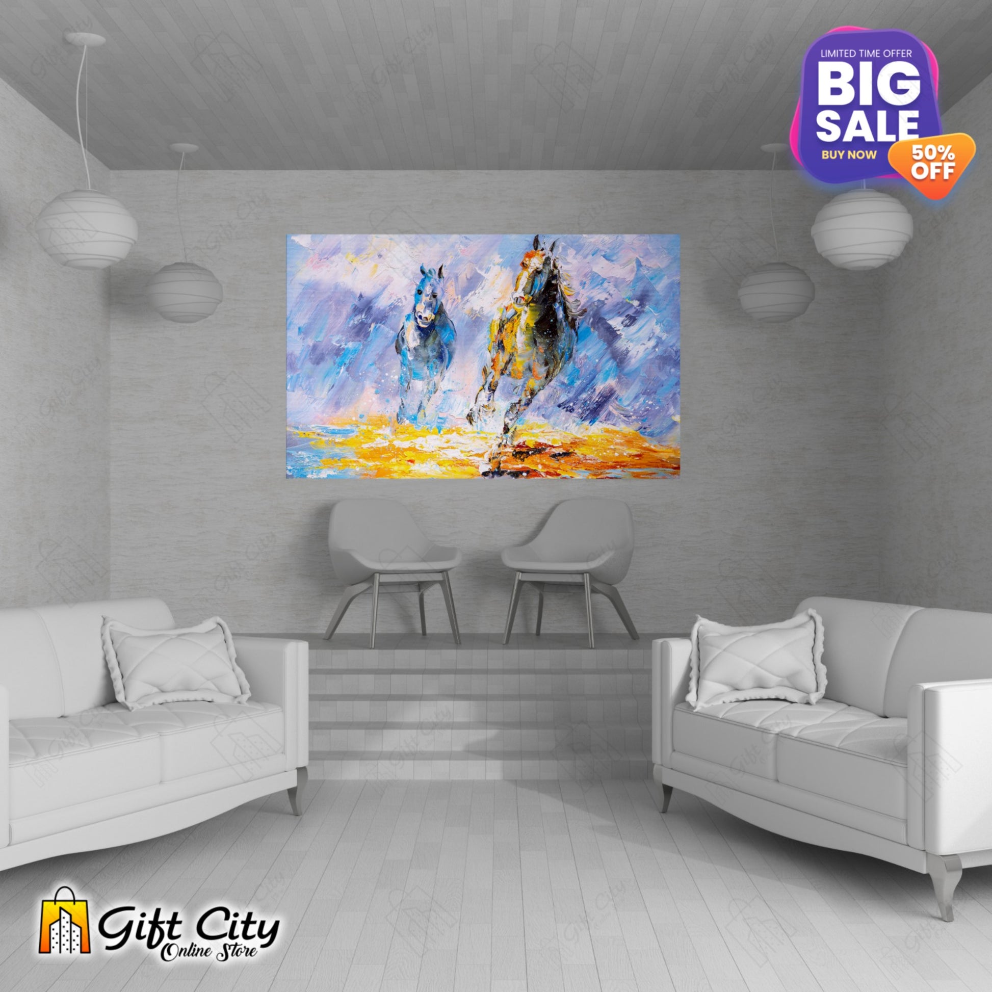 Running Horses Canvas Painting