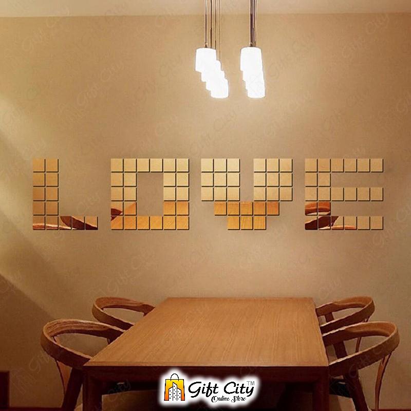 3D Square Acrylic Mirror Wall Art Stickers