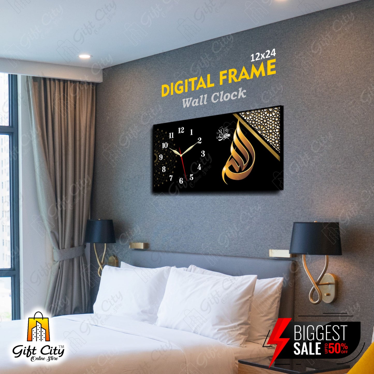 Calligraphy Frame Wall Clock Best for House and Office