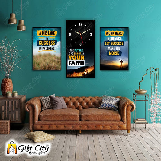 3 In One Motivational Quote Frame Wall Clock - Gift City Gift City