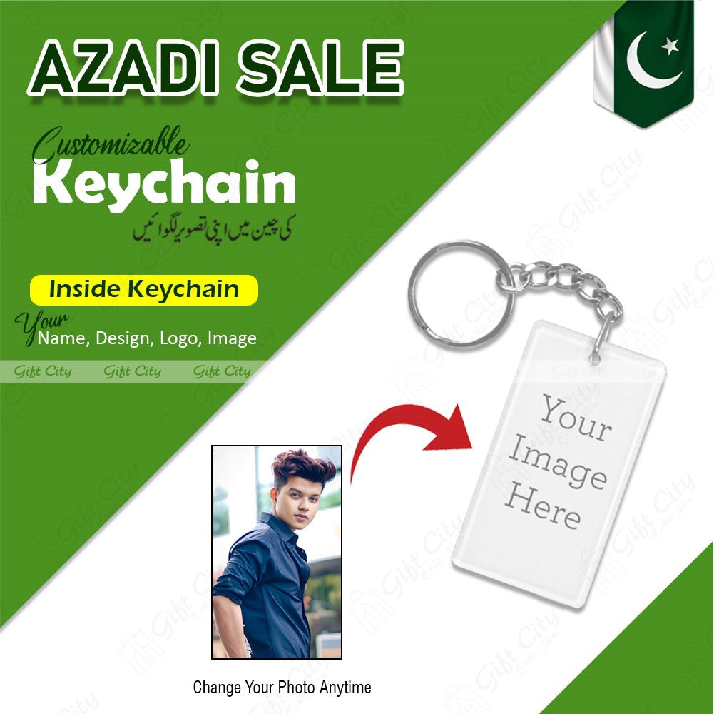 Gift City Presents Double Sided Customizable Key Chain | Metal Rings | Name/Logo/Design/ Image | 14 August Azadi Sale | Perfect Independence Day Gift