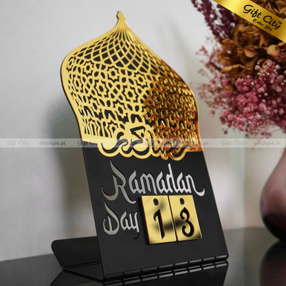 Ramadan Calendar Metal + Wooden + Acrylic Islamic Table Decor - Gift City Online Store