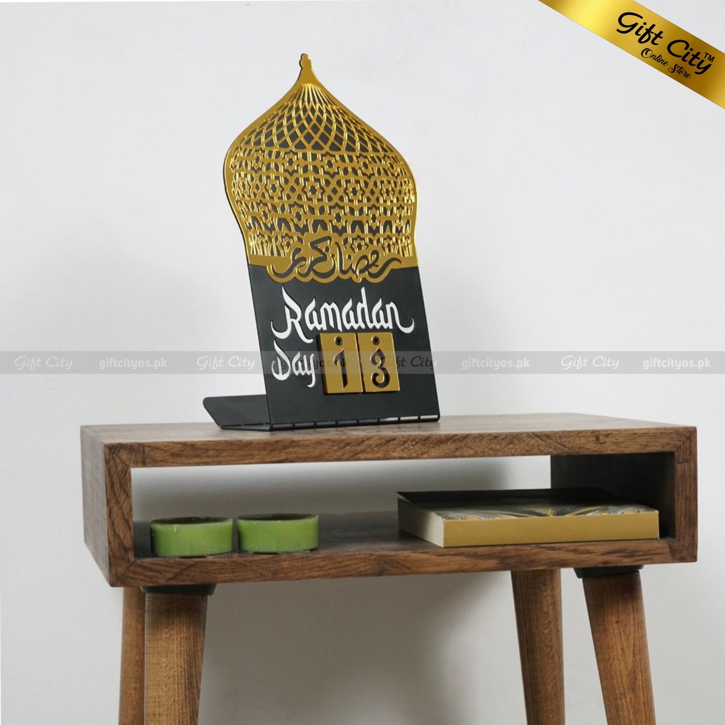 Ramadan Calendar Metal + Wooden + Acrylic Islamic Table Decor - Gift City Online Store