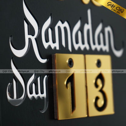 Ramadan Calendar Metal + Wooden + Acrylic Islamic Table Decor - Gift City Online Store