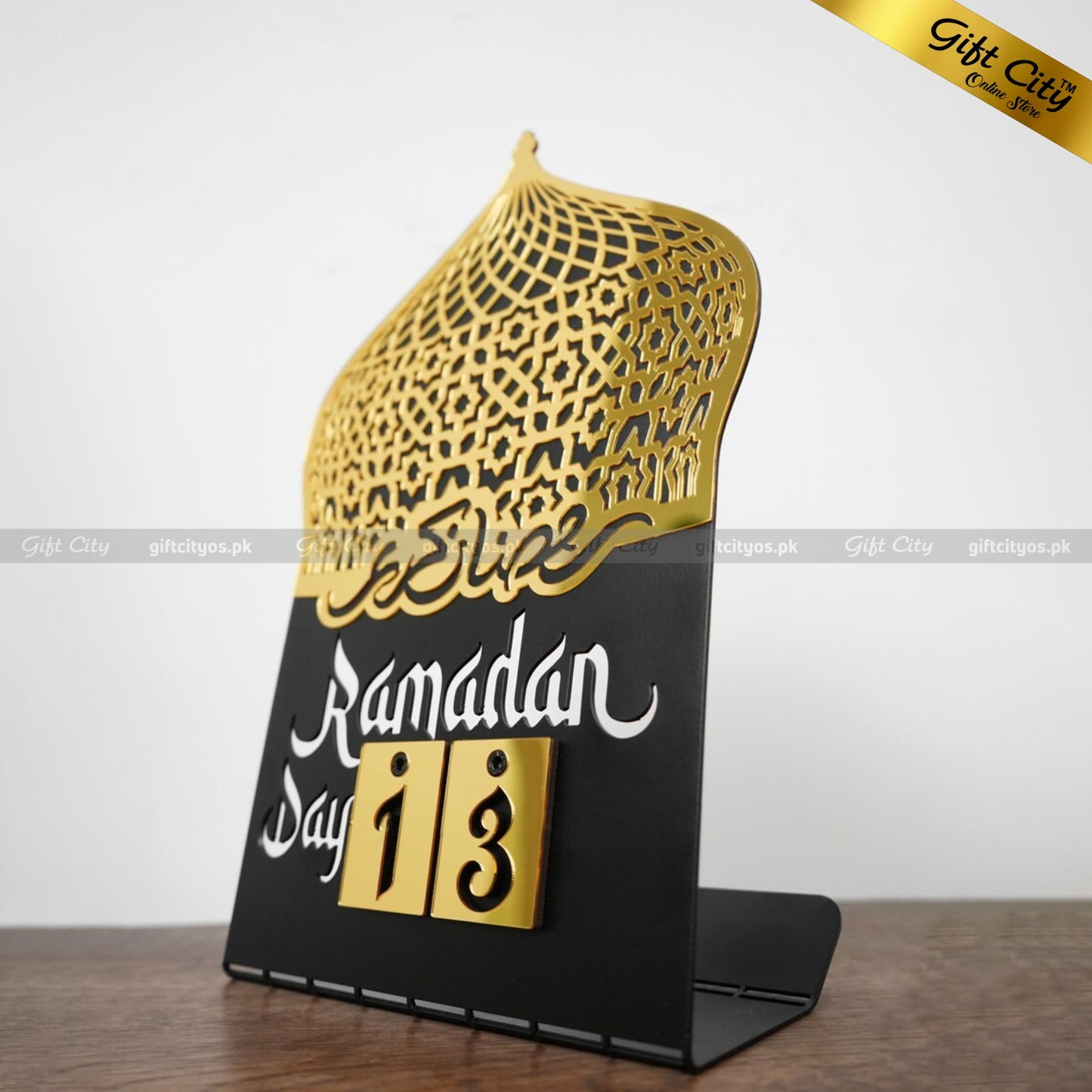 Ramadan Calendar Metal + Wooden + Acrylic Islamic Table Decor - Gift City Online Store