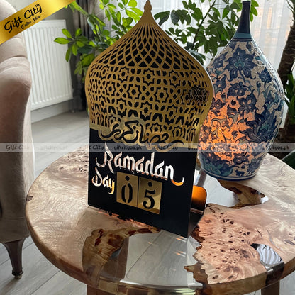 Ramadan Calendar Metal + Wooden + Acrylic Islamic Table Decor - Gift City Online Store