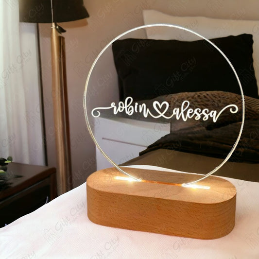 Gift City Personalized 3D Name illusion Round Lamp - Golden - Ideal for Gifts