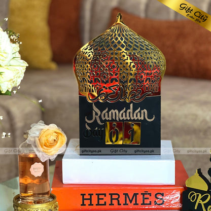 Ramadan Calendar Metal + Wooden + Acrylic Islamic Table Decor - Gift City Online Store