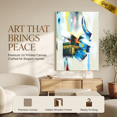 Muhammad ﷺ Calligraphy with Kaaba | Islamic Canvas Wall Art with Wooden Frame