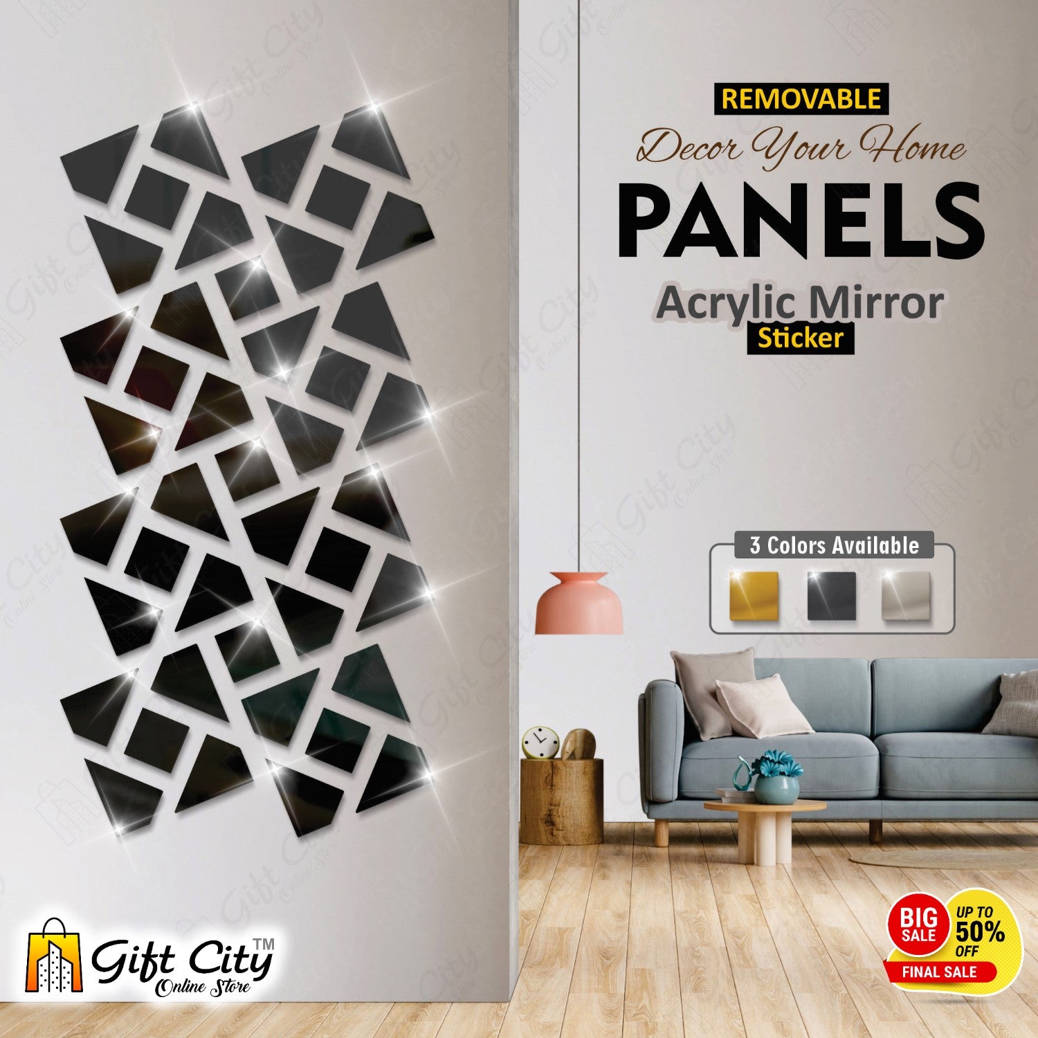 3D Acrylic Mirror Panels Wall Art Stickers