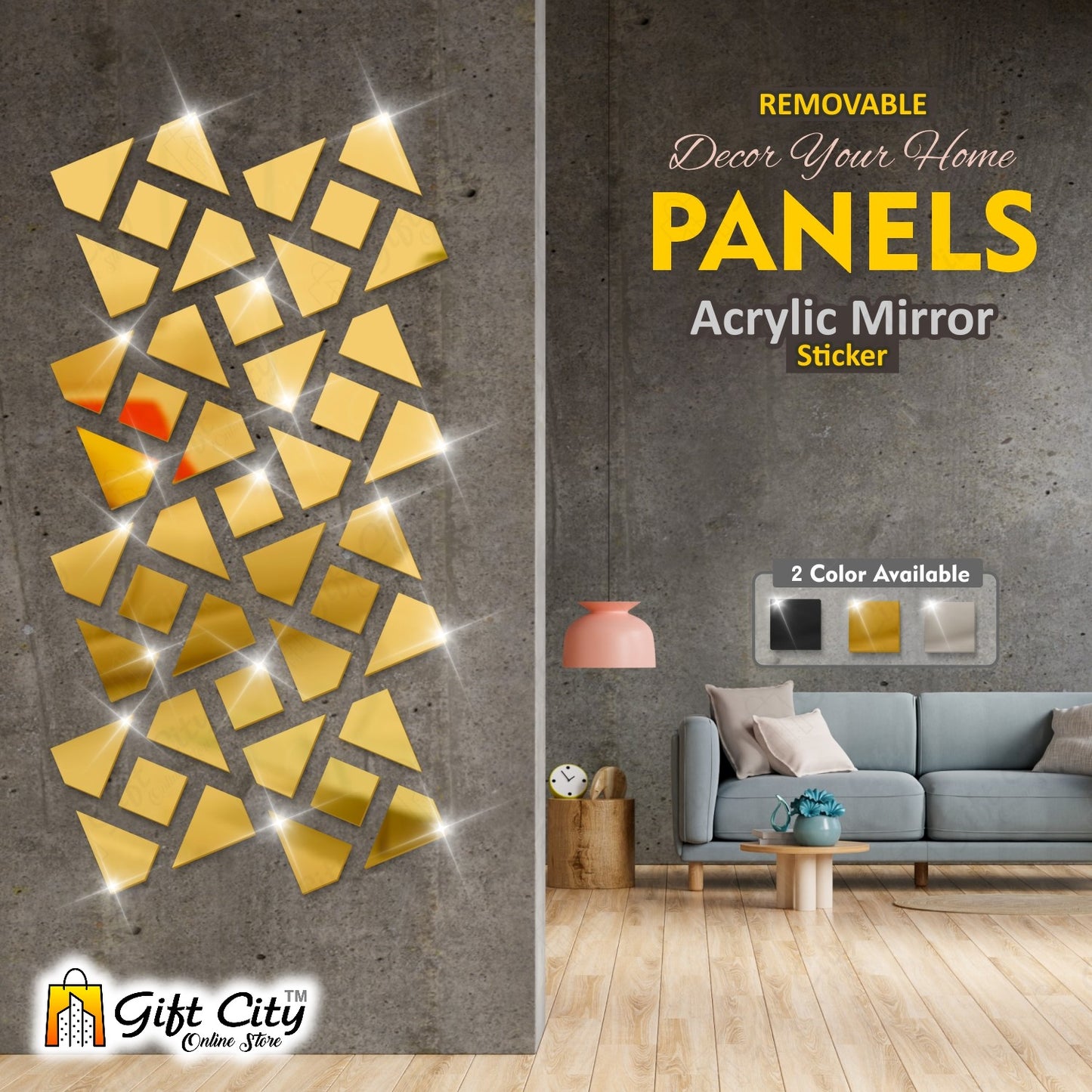 3D Acrylic Mirror Panels Wall Art Stickers