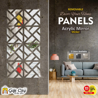 Geometrical Acrylic Mirror Silver 3D Panels Wall Art