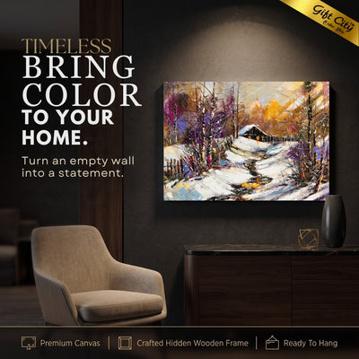 Winter Snow Falling in Jungle Canvas Painting Wall Hanging - Gift City Online Store