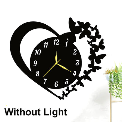 Heart Shape Wooden Wall Clock WithOut Light