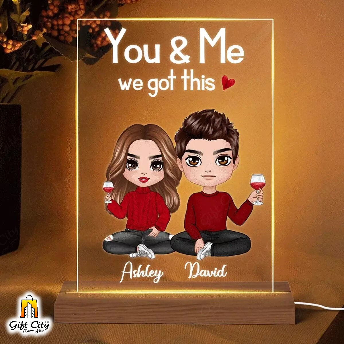 Customizable 3D Acrylic Couple Bitmoji Lamp Best Gift 