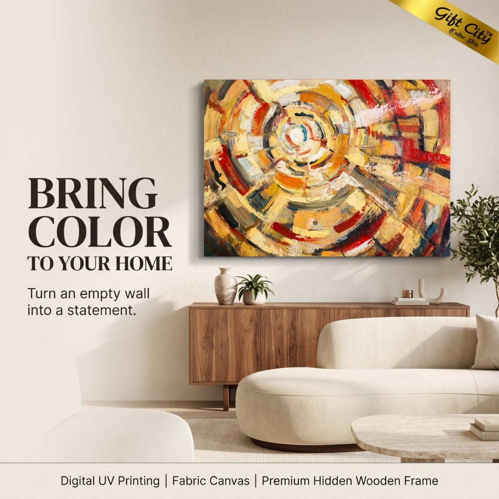 Book Library Abstract Canvas Painting | Modern Bookshelf Wall Art for Home & Office Decor