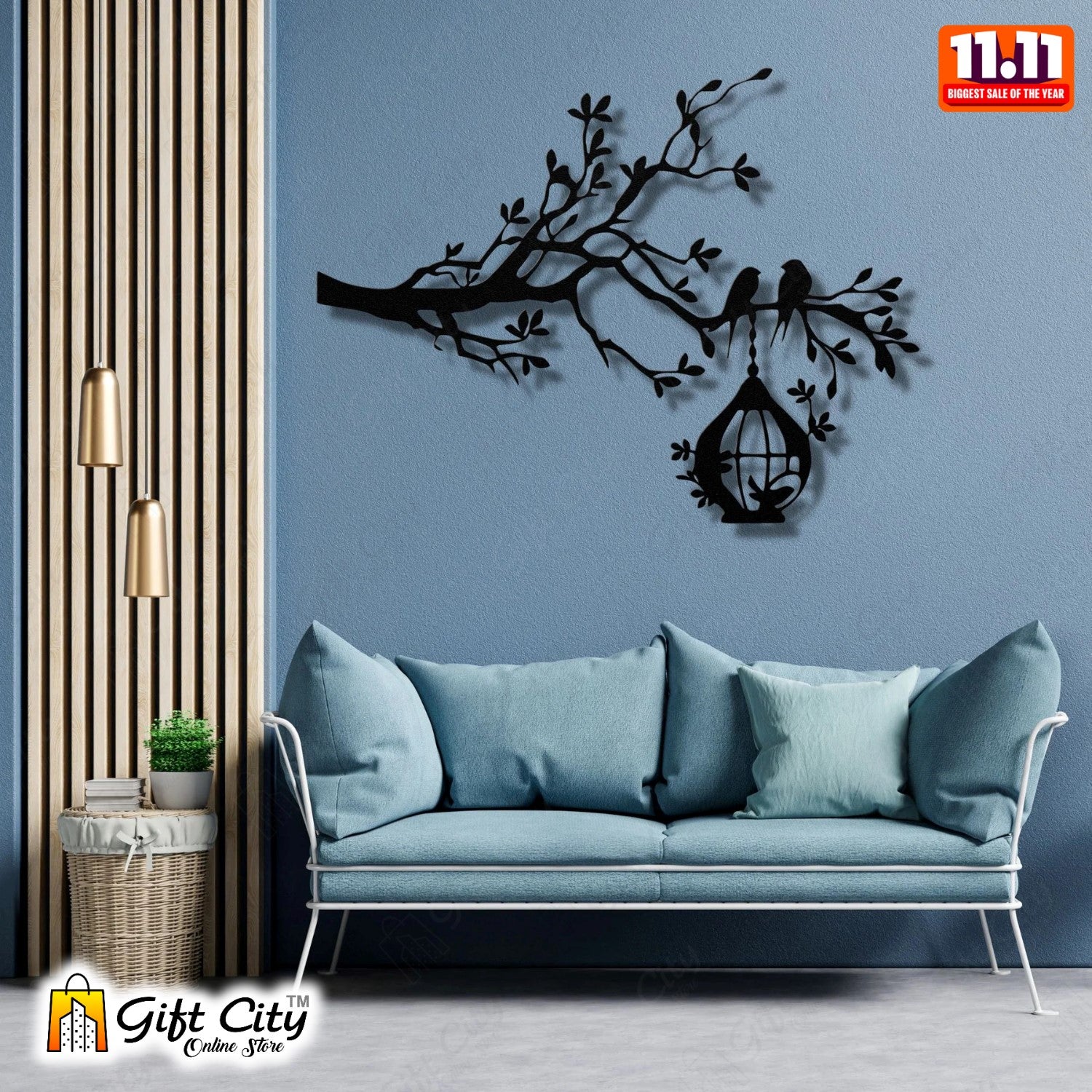 Tree With Birds On Nest Wooden Wall Art 