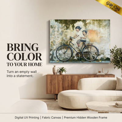 Two Brothers Relationship Canvas Painting | Brother Love & Happiness Wall Art for Home Decor