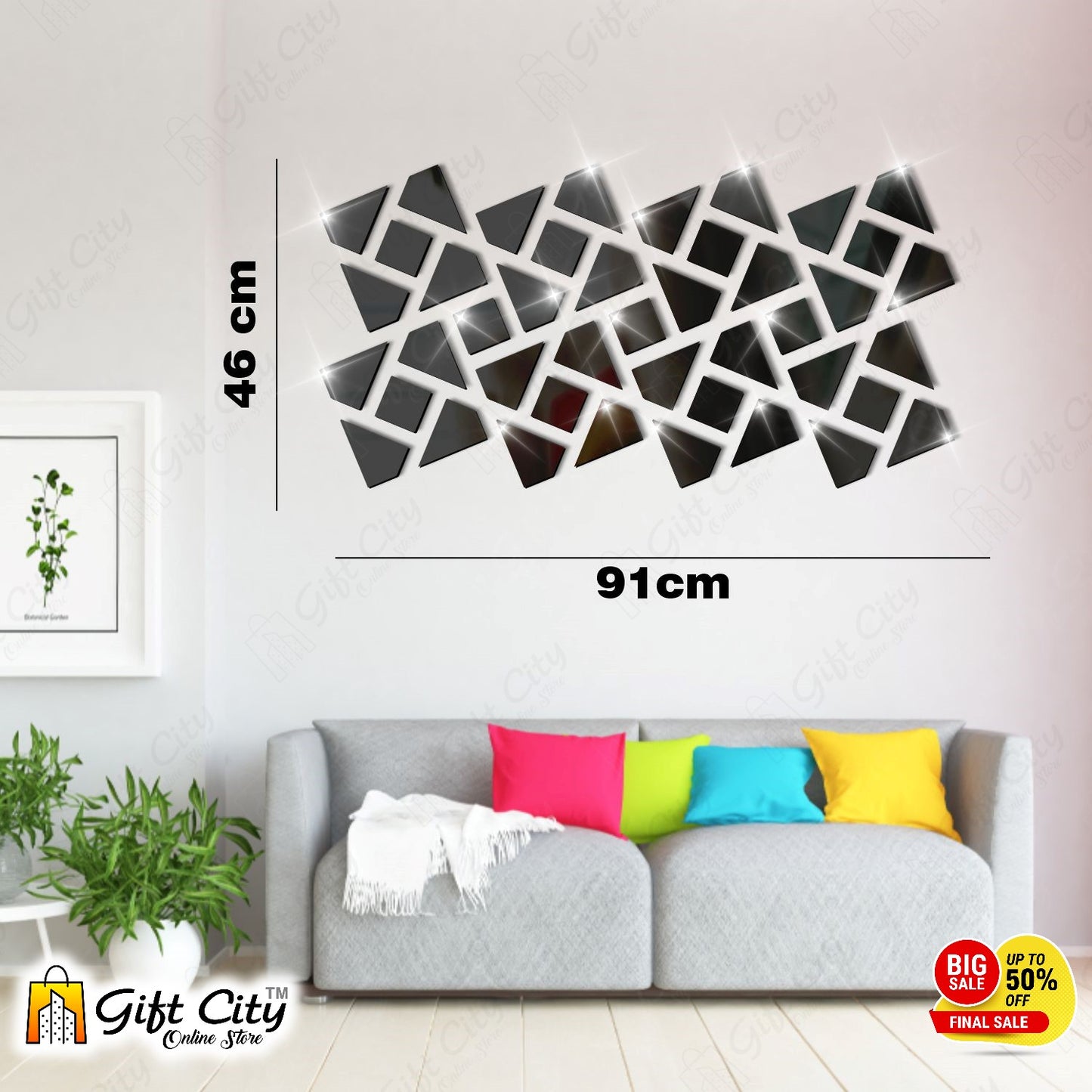 3D Acrylic Mirror Panels Wall Art Stickers