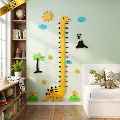 Baby Dinosaur Height Chart Wall Art – 3D Acrylic Growth Scale for Kids Room | Dinosaur Height Measurement Wall Decor