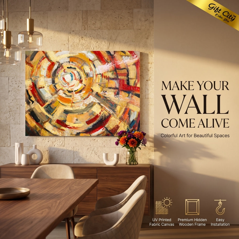 Book Library Abstract Canvas Painting | Modern Bookshelf Wall Art for Home & Office Decor