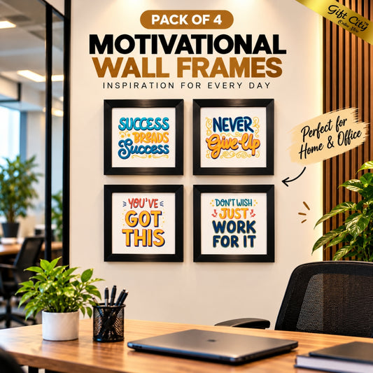 Set of 4 Inspiration Quote Frames, Wall Art Hangings Glass Frames - Gift City