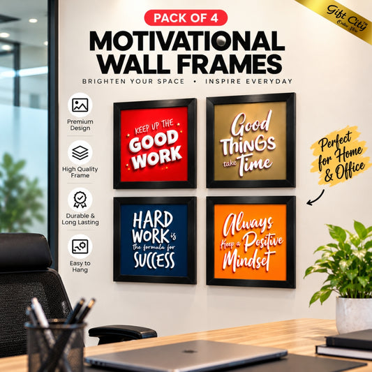 Pack of 4 Inspiration Quote Frames, Wall Art Hangings Glass Frames - Gift City