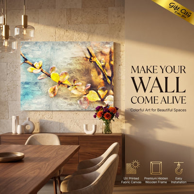 Floral Canvas Painting Wall Art with Wooden Frame | Flower Painting for Home Decor
