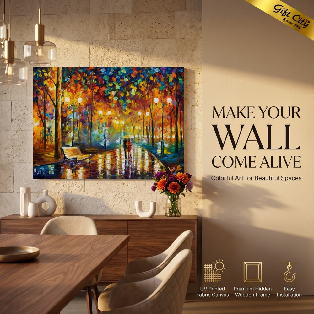 Romantic Couple Walking Palette Knife Canvas Painting | Couple Love Wall Art for Home & Bedroom Decor